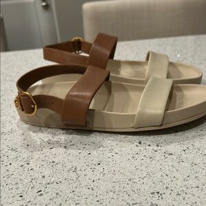 New Tory Burch Brown and Cream Comfort Sandals 7 1/2 or 8 N